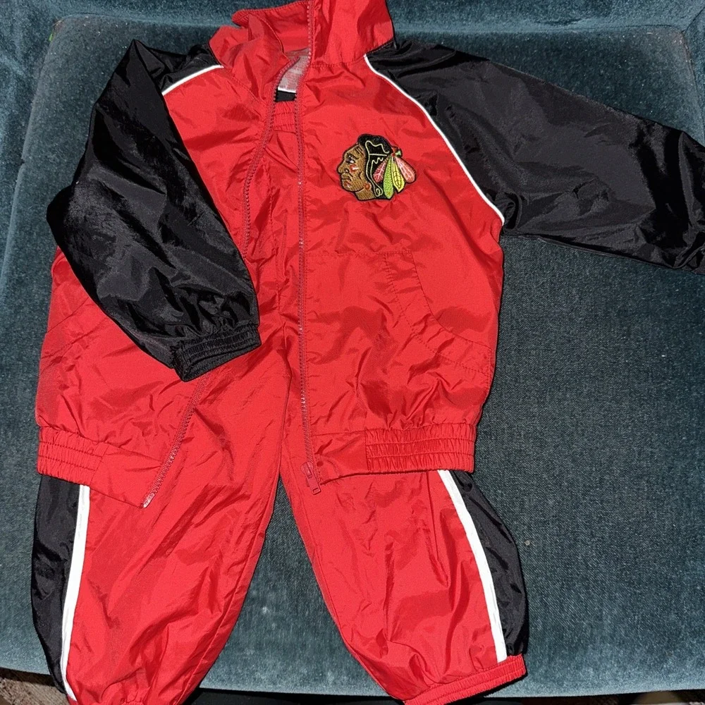 NHL Chicago Blackhawks Vintage Kid Athlete Tracksuit Sz 12months Pants& Jacket